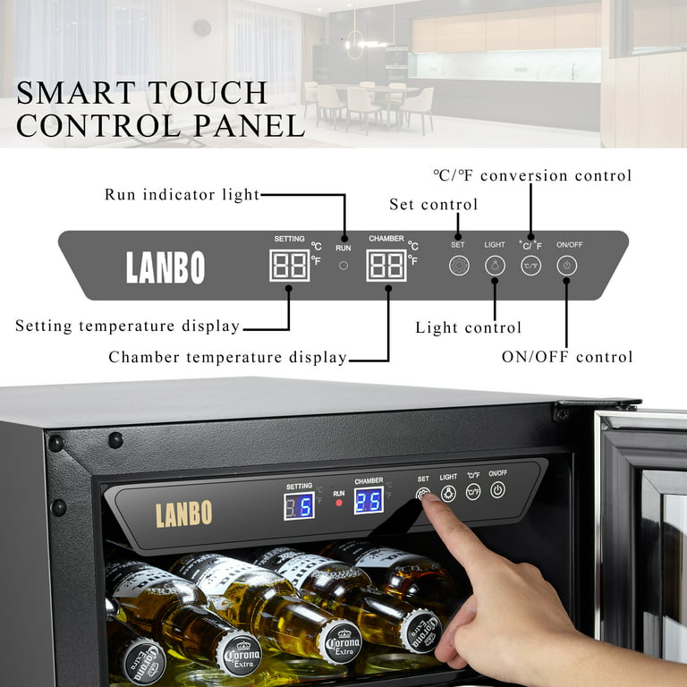 Lanbo Wine and Beverage Cooler, 30 Inch Compressor Under Counter
