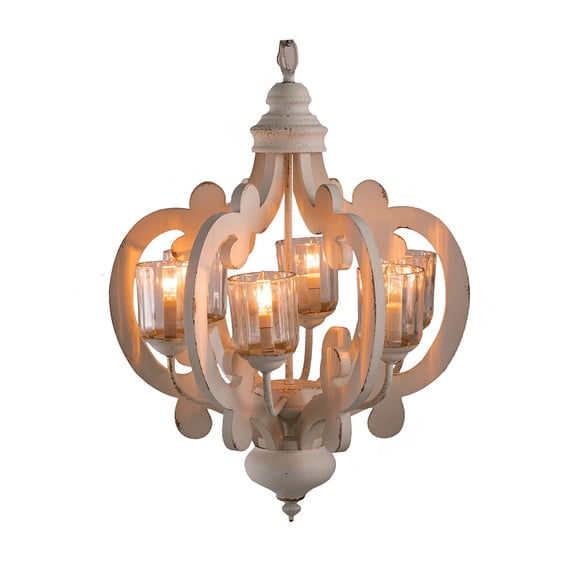 Table Lamp Farmhouse Chandelier, 6-Light Wood Chandelier Pendant Light Fixture with Adjustable Chain for Dining Room Living Room Entryway, Bulb Not Included,Bedroom Lamp