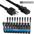 thumbnail image 1 of Chenchen Computer TV Monitor Replacement Power Cord 1 Ft/10 Pack, 3-Prong AC Universal Power Supply Cable 5-15P to IEC 320 C13 C14, SJT 18AWG 10A/125V for Treadmill Printer,PC,Desktop+Ties-ETL-White, 1 of 1