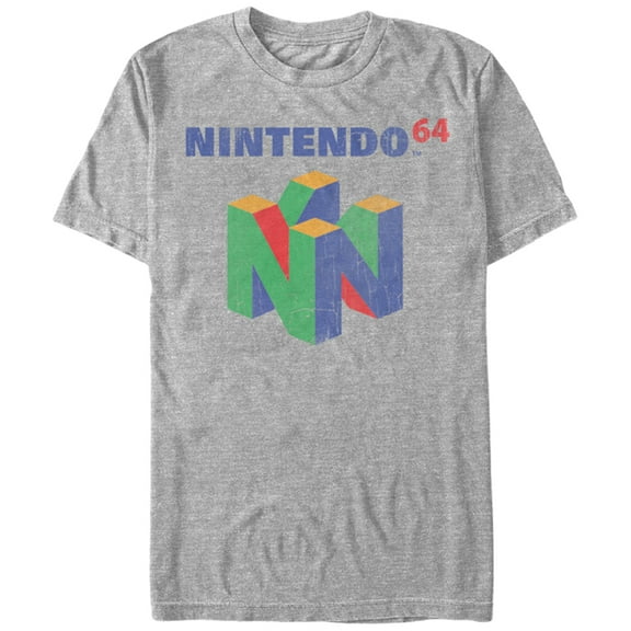 Men's Nintendo Classic N64 Logo Graphic Tee Athletic Heather Large