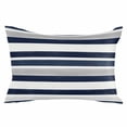 thumbnail image 2 of Navy Blue White Striped Throw Pillow Cover, Pillowcase Protectors with Zipper, Breathable Decorative Lumbar Pillow Case Cover, Grey Farmhouse Stripe Abstract Art Pillow Shams for Couch Sofa 16x24Inch, 2 of 8