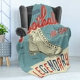 thumbnail image 4 of Sports Soft Flannel Fleece Throw Blanket, Classic American Football Shoes Nostalgic Old School Style Print, Cozy Plush for Indoor and Outdoor Use, 50" x 60", Pale Teal Eggshell, by Ambesonne, 4 of 5