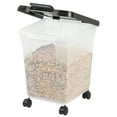 thumbnail image 4 of IRIS USA 25 Lbs / 32.5 Qt WeatherPro Airtight Pet Food Storage Container with Removable Casters, for Dog Cat Bird and Other Pet Food Storage Bin, Keep Fresh, Translucent Body, Clear/Black, 4 of 6
