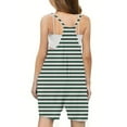 thumbnail image 5 of JTSRKL Girls Sleeveless Jumpsuits with Pockets Casual Striped Color Block Print Spaghetti Strappy Short Rompers Loose Fit Overalls for Kids Teens Cute Summer Outfit Clothes 2025 Green 5-6 Years, 5 of 7