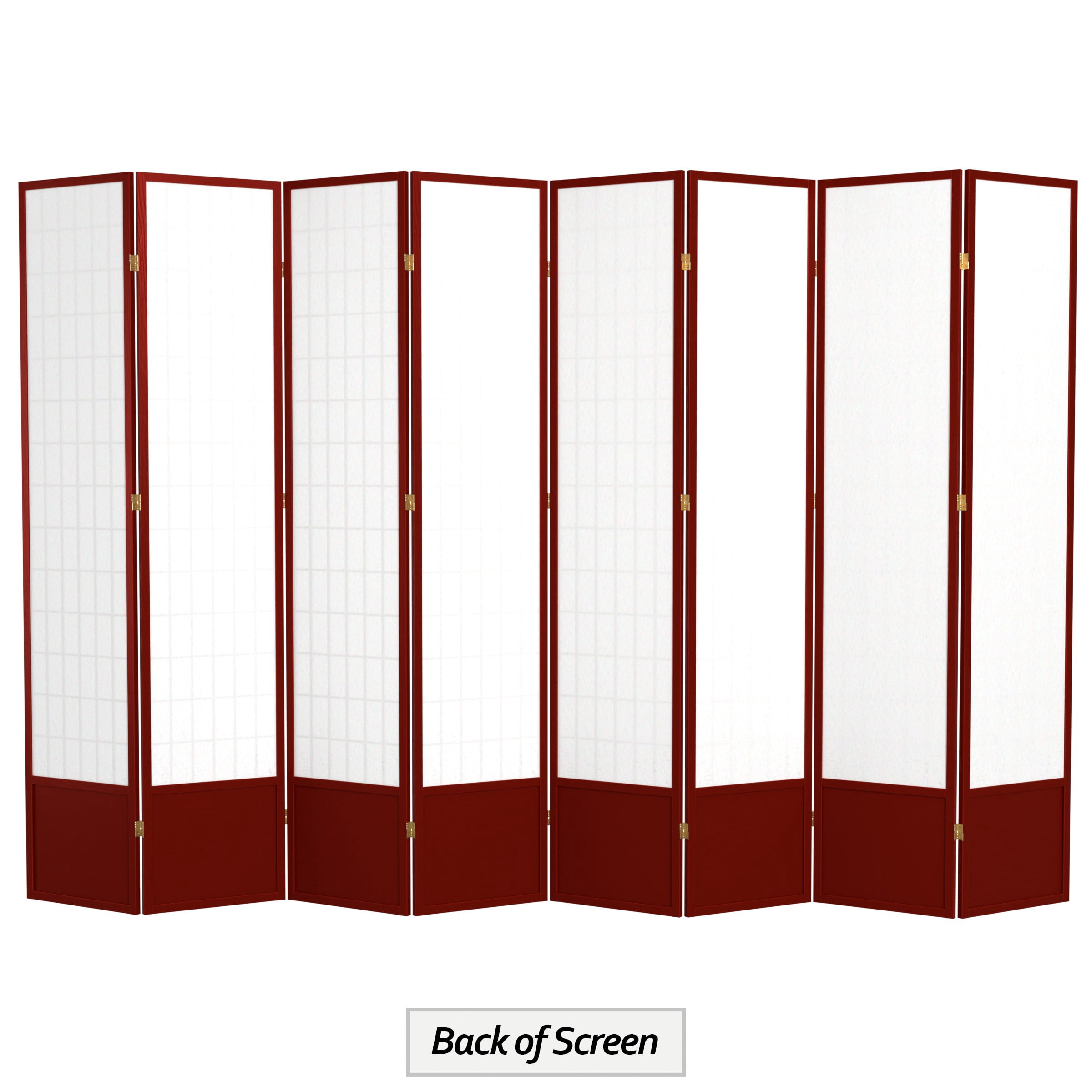 Red Lantern 7 ft. Tall Window Pane Shoji Screen - Rosewood - 8 Panels