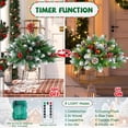thumbnail image 2 of Waipfaru Set of 2 Lighted Artificial Christmas Urn Filler,21inch Pre-lit Xmas Pine Trees with Cones,Red Berries,Tripod Stake and 50 LED Lights,Outdoor Holiday Home Decor, 2 of 6