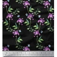 thumbnail image 1 of Soimoi Silk Fabric Leaves,Butterfly & Periwinkle Floral Decor Fabric Printed Yard 42 Inch Wide, 1 of 1
