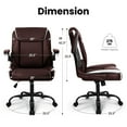 thumbnail image 3 of NEO CHAIR Leather Office Chair, Ergonomic PU Mid Back Executive Desk Chair with Flip-up Arms, Brown, 3 of 9