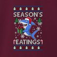 thumbnail image 3 of Wild Bobby Season's Eatings Shark Christmas Sweater | Holiday Unisex Boys Girls Graphic Youth T-Shirt, 3 of 5