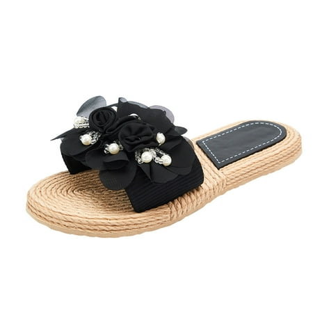 

Youmylove Women Slippers Shoes Flat Flower Slippers Bohemian Fashion Comfortable Beach Slippers Leisure Ladies Cozy Daily Walking