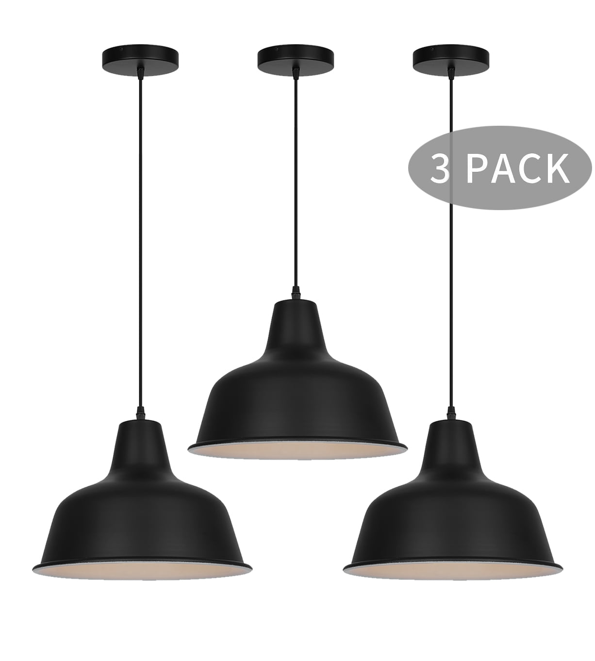 KIGHSIN Black Industrial Pendant Lights Vintage Farmhouse Metal Hanging