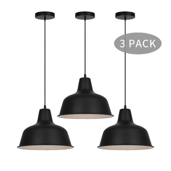 KIGHSIN Black Industrial Pendant Lights Vintage Farmhouse Metal Hanging Ceiling Light Fixtures for Barn Kitchen Island Dinning Room Entryway Foyer