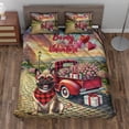 thumbnail image 2 of Be My Valentine's French Bulldog Truck Full of Love Flower Balloon Quilt Bedding Set Dog Lover Gifts 1 Blanket Bed Cover 2 Pillowcases - 02029, 2 of 5