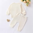 thumbnail image 4 of NIEWTR Baby and Toddler Matching Pajamas Girls Toddler Kids Long Sleeve Crewneck Top with Elastic Waistband Sweatpants Fall Winter Daily Loungewear Soft for 2T 3T(A-White,6-9 Months), 4 of 6