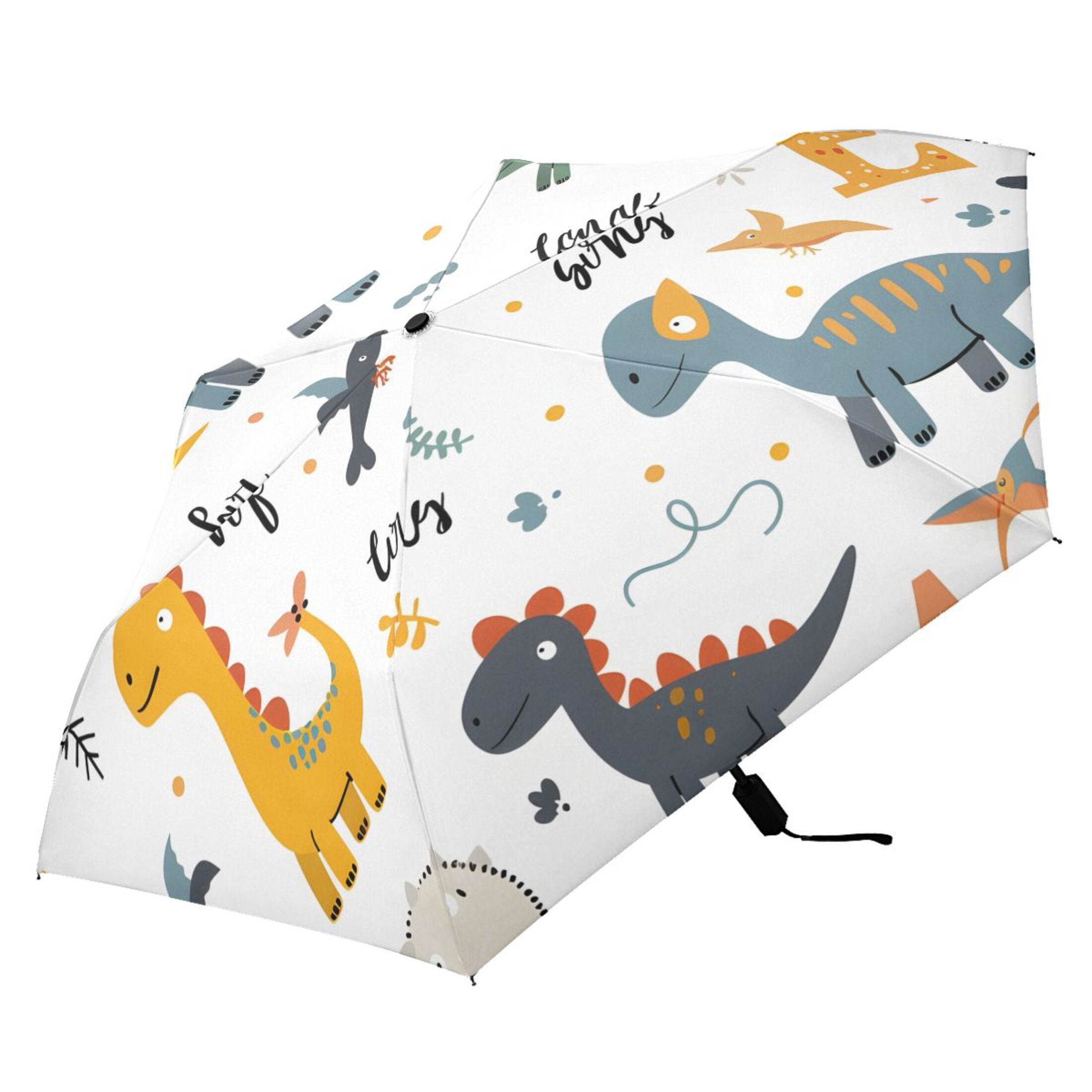 Dinosaurs and Character Compact Sun Umbrella Windproof Travel Umbrellas for Rain Strong Portable UV Protection