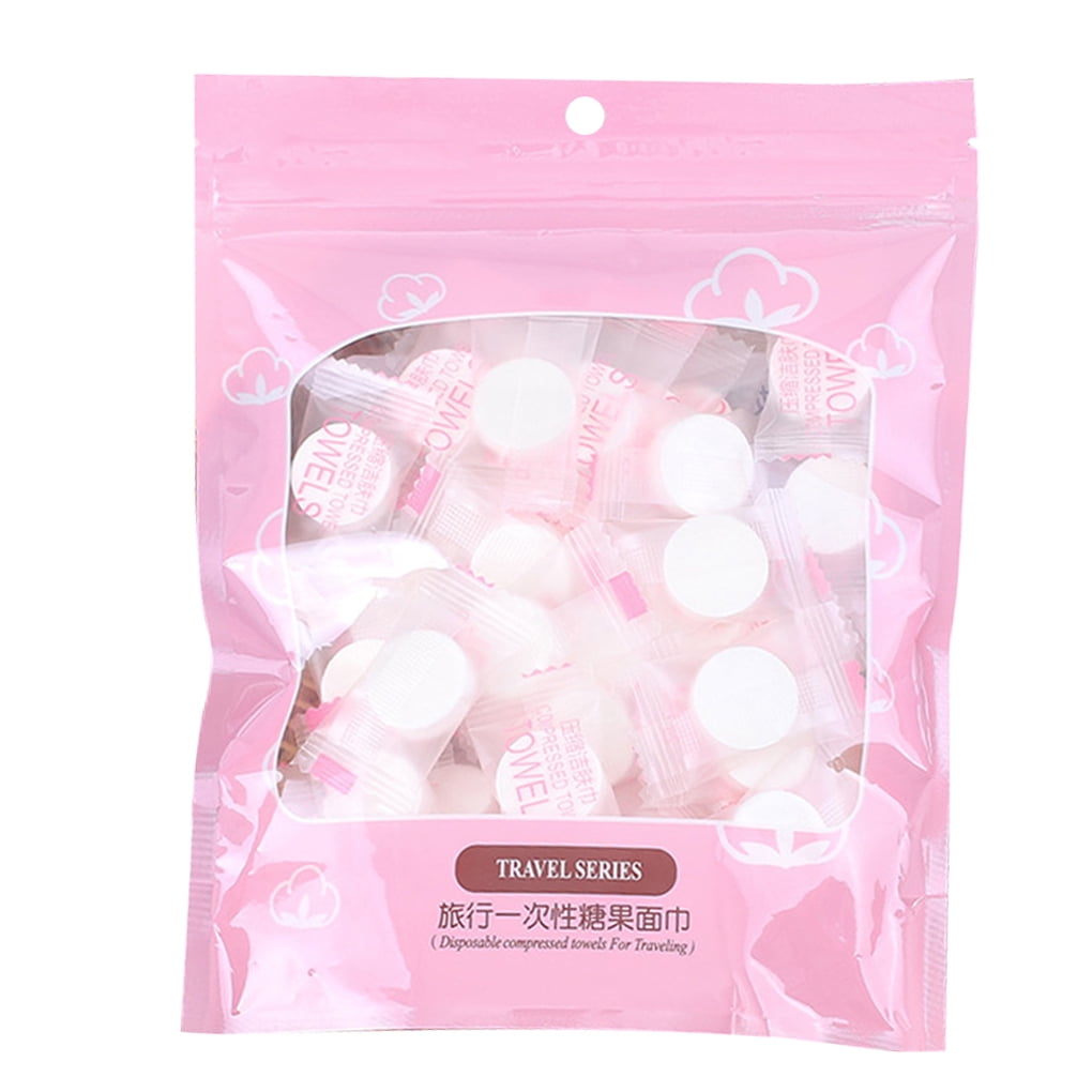 50pcs/bag Outdoor Travel Magic Disposable Towel Tour Non-Woven Fabric Cleansing Paper Tissue Cover