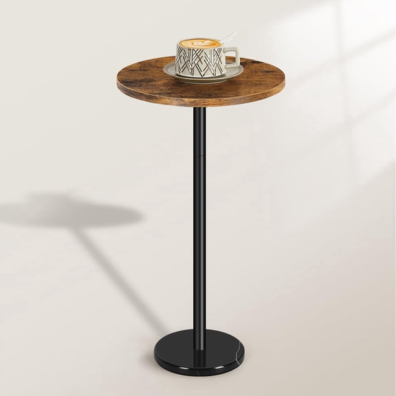 SoildPal Round End Table with Marble Base, Small Pedestal Drink Table for Small Spaces, White Cocktail Side Table for Sofa Couch Chair Patio, 12.6" x 12.6" x 24.6"
