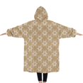thumbnail image 2 of Oversized Wearable Blanket Hoodie,Golden Christmas Pattern Sherpa Blanket Hoodie with Super Pockets,Super Warm Fuzzy Pullover for Women & Men, 2 of 6