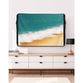 thumbnail image 3 of Outdoor TV Cover 60 to 65 Inch Weatherproof, Teal Orange Beach Waterproof TV Screen Protector for Outside Decor with Zipper and Pocket 58"L x 37"H , Abstract Watercolor Wave, 3 of 7