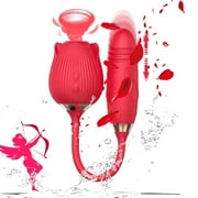 CKK 2023 Rose Toy Vibrator for Women, 2 in 1 Adult Sensory Toys Sex Dildo Vibration for Couples-Red