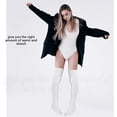 thumbnail image 3 of Medias largas de invierno para mujer, calcetines gruesos y cálidos tejidos por encima de la rodilla, calcetines altos de punto blancos y negros, 3 of 5