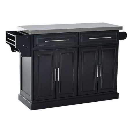 HOMCOM Modern Rolling Kitchen Island Storage Cart w ...