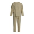 thumbnail image 1 of Mialoley 2Pcs Men's Sleepwear Set Solid Color Long Sleeve V-Neck Pullover Elastic Waist Pants, 1 of 8