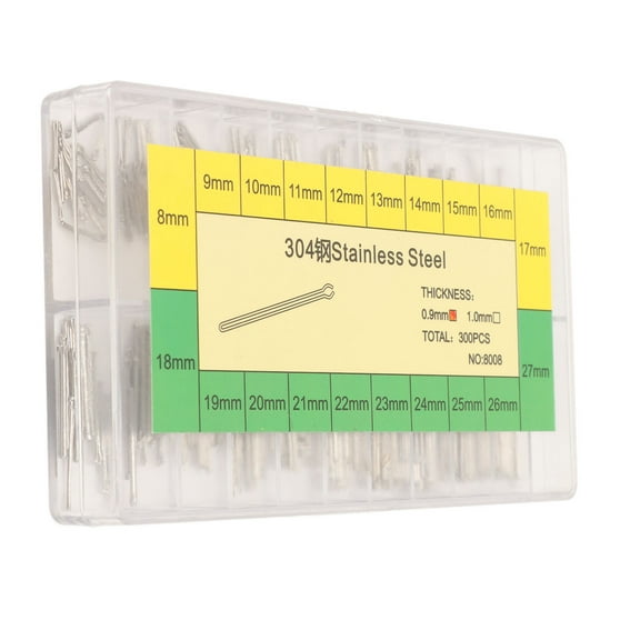 300 PCS 0.9mm Watch Band Link Cotter Stainless Steel Strap Pins Assortment Replacement Kit 8mm‑27mm