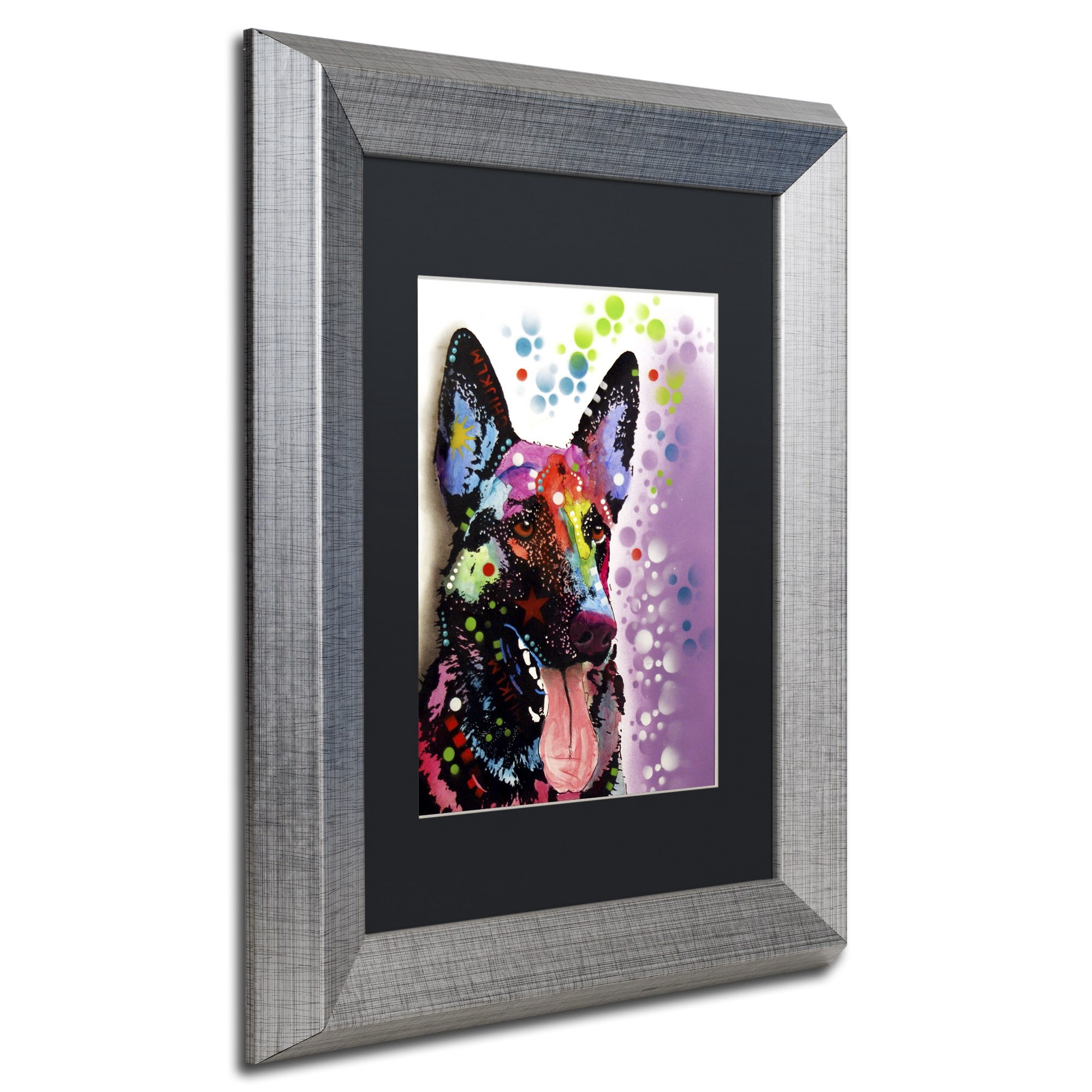 "German Shepherd II" Canvas Art by Dean Russo, Black Matte, Silver Frame
