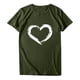 thumbnail image 4 of ICHUANYI Clearance Women Short Sleeves Crewneck Heart-shaped Print Casual Tops Blouse T-shirt(Army Green, L) ICHUANYI WER2023080701569, 4 of 9