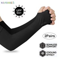 BadPiggies 2 Pairs UV Protection Cooling Arm Sleeves, UPF 50  Men & Women Long Sun Protection Sports Sleeves Tattoo Cover Up With Thumb Holes (Black)