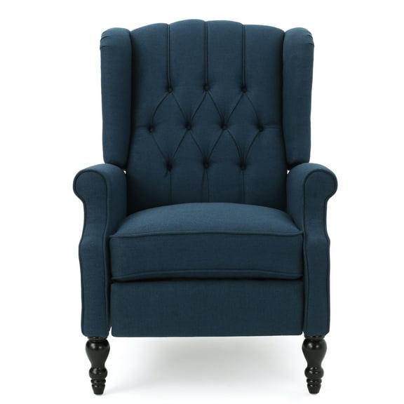 Noble House Bishop Standard Fabric Wingback Recliner, Blue