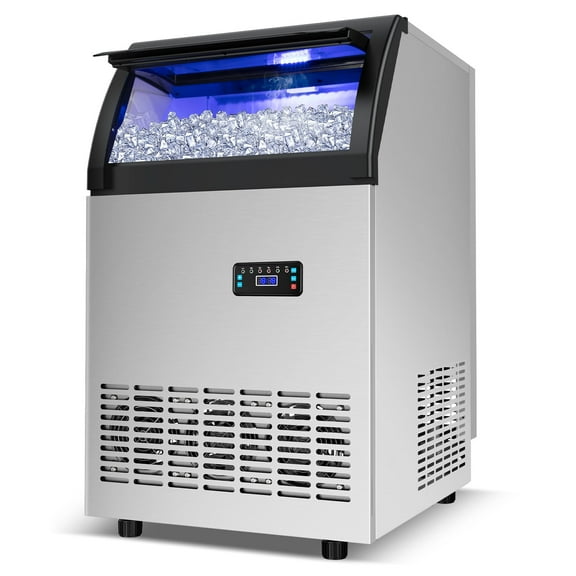 Commercial Gourmet Ice Maker,121LBS/24H Spray Ice Machine with 55Lbs Storage,Auto Self-Cleaning for Crystal Clear 5x10 Cubes Ice Making for Home Office Bar