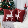 thumbnail image 1 of 2 Pcs Christmas Deer Print Throw Pillow Case, 18 x18 inch Square Rustic Xmas Throw Pillow Cover, 1 of 7