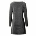 thumbnail image 7 of Womens Shirts Dresses Sequin Sparkly Bling Party Sundress Long Sleeves V Neck Midi Dress (Black M), 7 of 7