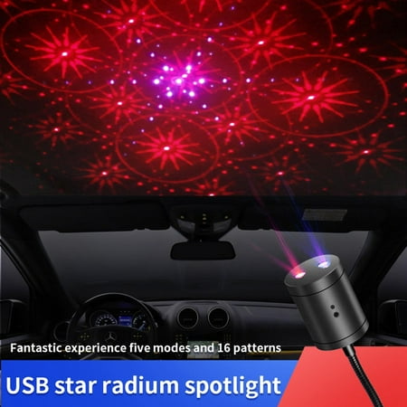 

USB Night Light Car LED Ceiling Lamps Adjustable Lighting Effects Decorative Lamp - Red 16 Pattern