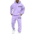 thumbnail image 2 of Long Sleeve Sweatshirt Drawstring Sweatpants Lounge Set Men's Tracksuit 2 Piece Hoodie Sweatsuit Sets Casual Jogging Athletic Suits (Light Purple, M), 2 of 4