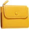 thumbnail image 1 of Leather Small Wallet Simple Bifold Wallet Zipper Pocket Cash Card Holder Coin Purse (Yellow), 1 of 5