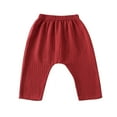 thumbnail image 7 of Fesfesfes Kids Pants Spring And Summer Pants Solid Color Wrinkled Linen Pants Light Boys and Girls Breathable Nine-Minute Harem Pants, 7 of 7
