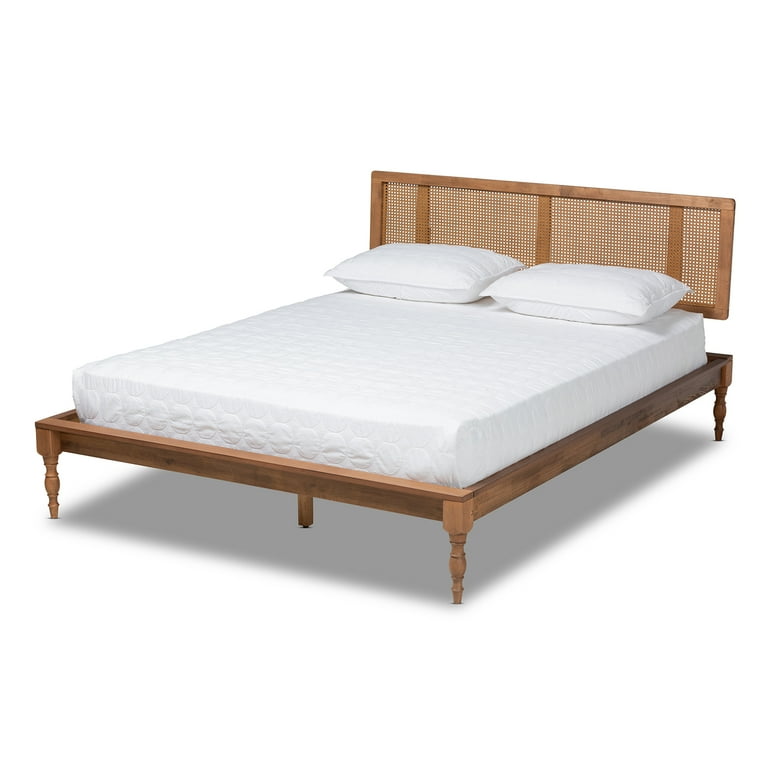 Baxton Studio Romy Vintage French Inspired Ash Wanut Finished Wood and Synthetic Rattan Queen Size Platform Bed Baxton Studio Romy Vintage French Inspired Ash Wanut Finished Wood and Synthetic Rattan Queen Size Platform Bed
