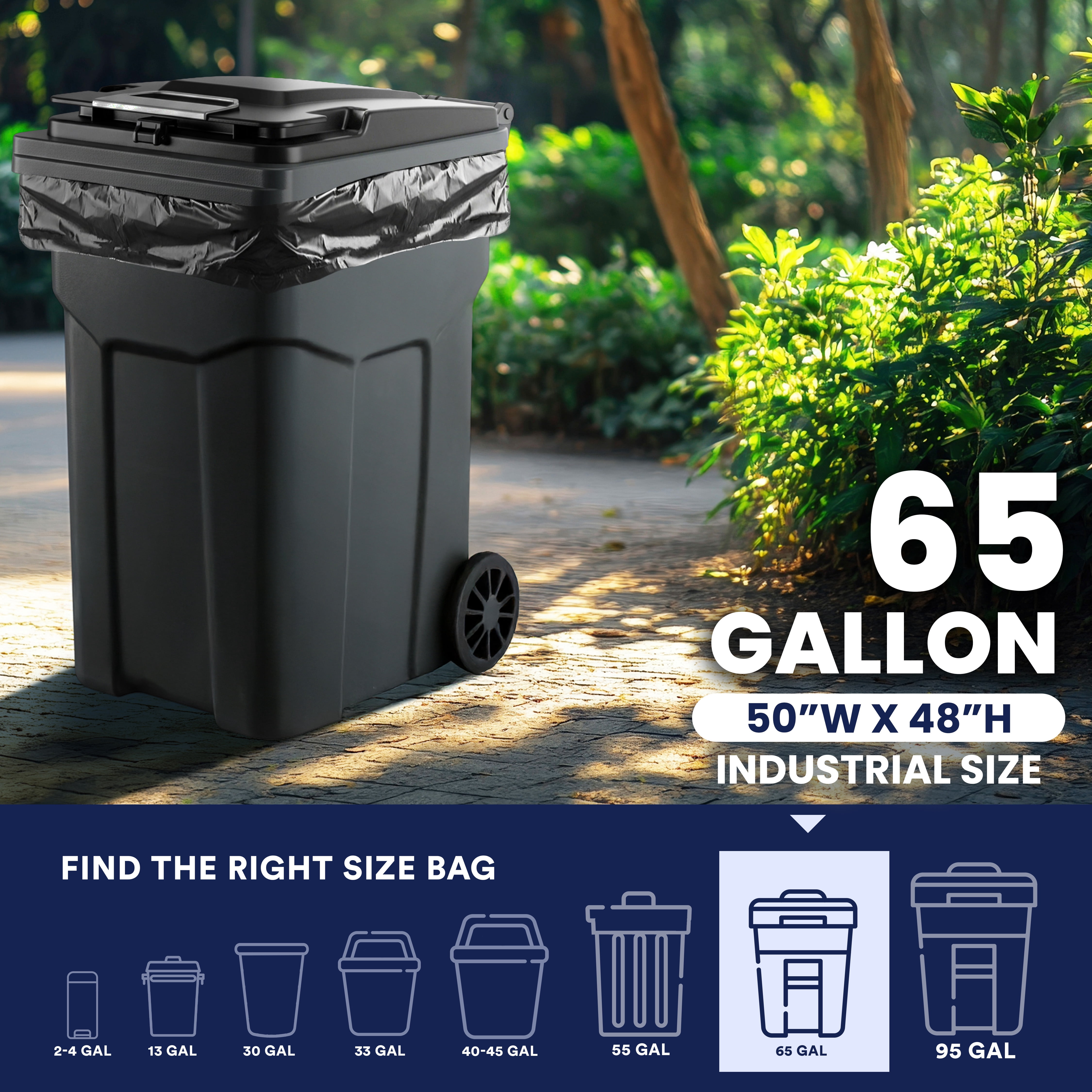 Plasticplace Trash Bags │ 1.5 Mil │ Black Heavy Duty Garbage Can Liners │ 50” x 48”, (100 Count)