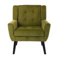 thumbnail image 7 of Accent Chair, Midcentury Modern Button Upholstered Sofa Armchair, Velvet Fabric Tufted Back Single Sofa Chair with Black Wooden Legs for Living Room Bedroom Home Office, Green, 7 of 7