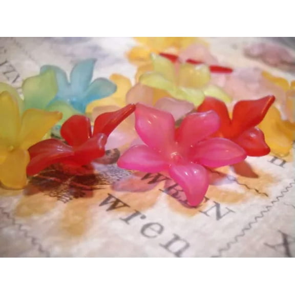 U8MO Acrylic Flower Beads Assorted Hibiscus Flower Bead Lot Jewelry Making 24/50/100-100pcs