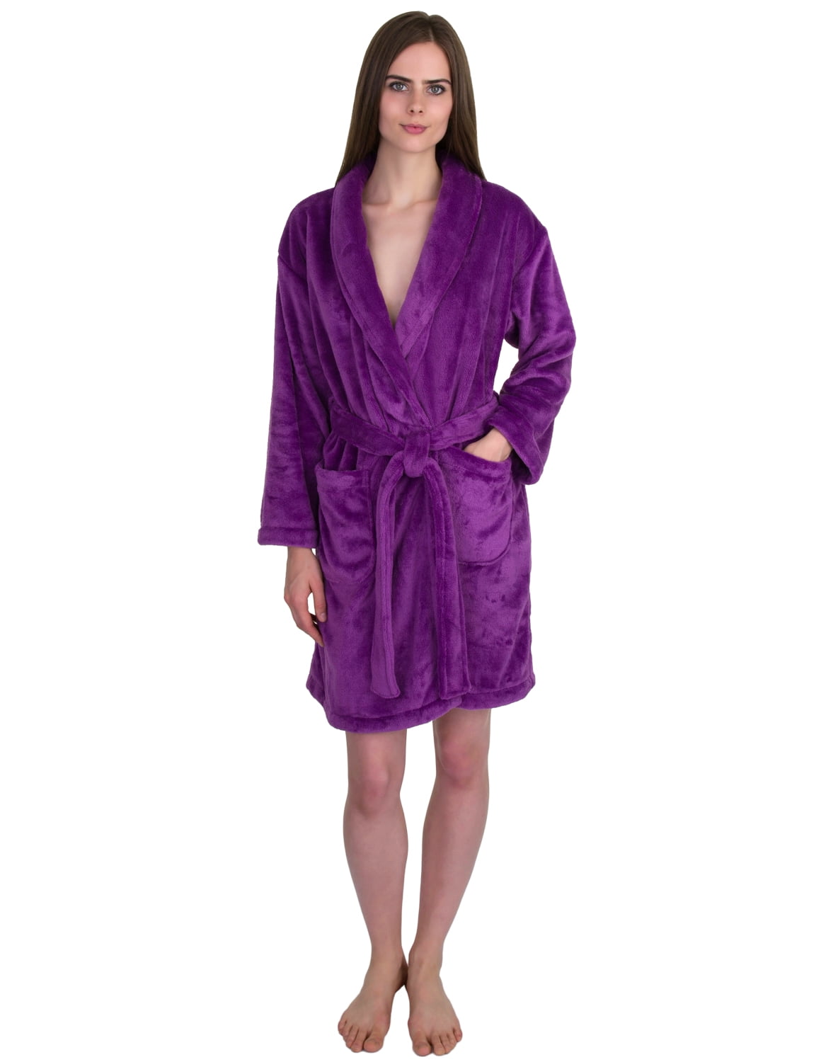 TowelSelections Women's Robe, Plush Fleece Short Spa Bathrobe