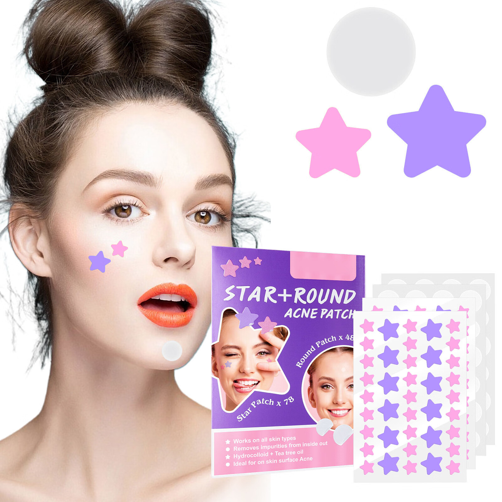 Star Shape Acne Treatment Hydrocolloid Pimple Patches Packed with Cosmetic  Mirror Case - China Acne Patches, Hydrocolloid