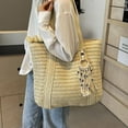 thumbnail image 3 of Straw Bag Large Beach Bag for Women Summer Woven Tote Bag with Zipper Lightweight Shoulder Handbags for Vacation, 3 of 7