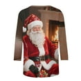 thumbnail image 7 of Xdegoge Christmas Shirt for Women 3/4 Sleeve Santa Funny Graphic T-Shirt Crewneck Vintage Casual Tops Pullover Family Holiday Casual Blouse Gifts 2025 Fall Winter Festival Clothes Fit Party, 7 of 7