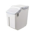 thumbnail image 1 of Methold Contenedor de almacenamiento de alimentos para mascotas, a prueba de humedad, a prueba de polillas, Base de rodillo, tapa transparente sellada, Suministros para perros Gris 15kg Methold PT005049-01, 1 of 6