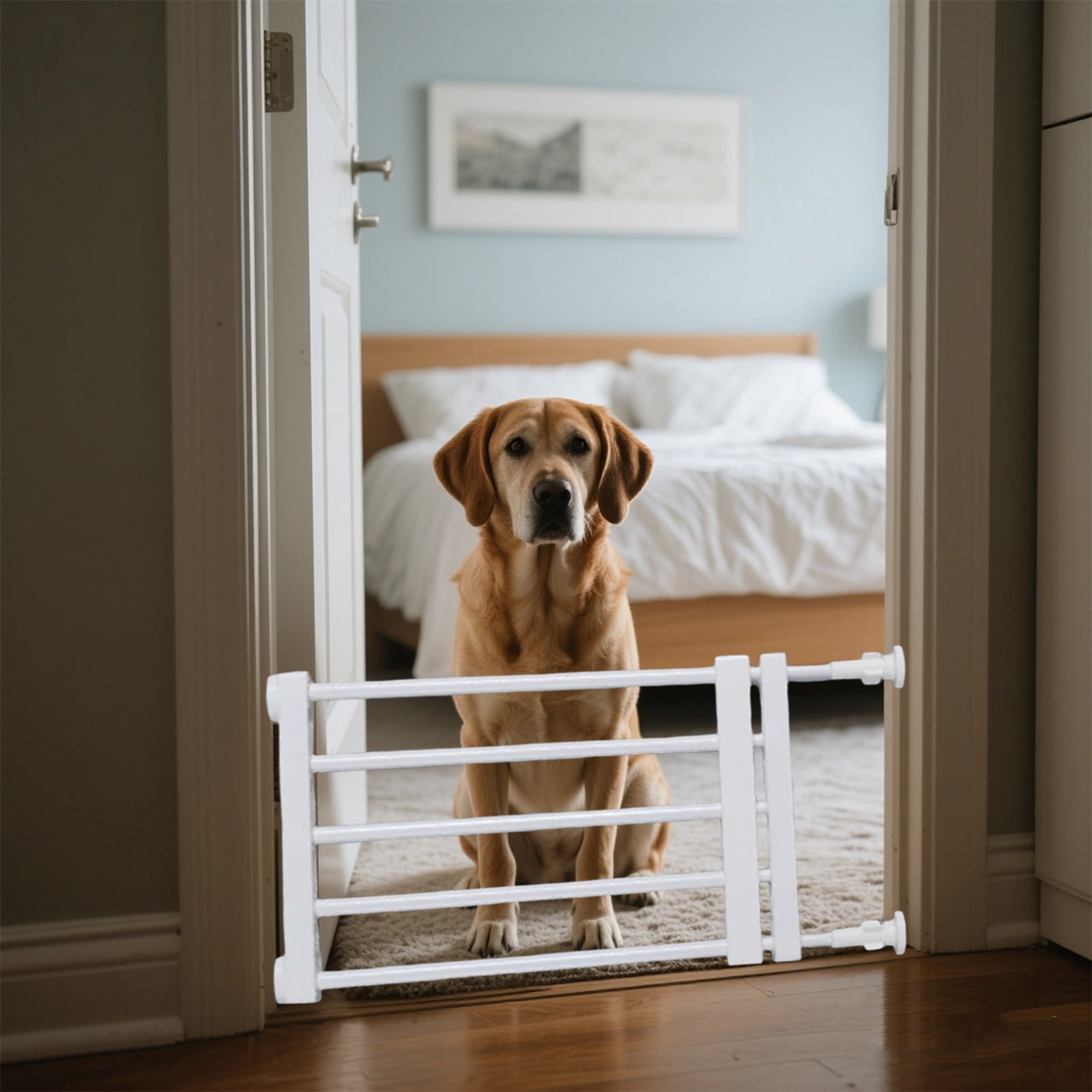 KMWGRE Adjustable Pet Door and Enclosure Indoor Barrier 15 to 23 Inches Wide for Dogs Cats Puppies Freestanding Sports Pen White 24x60cm