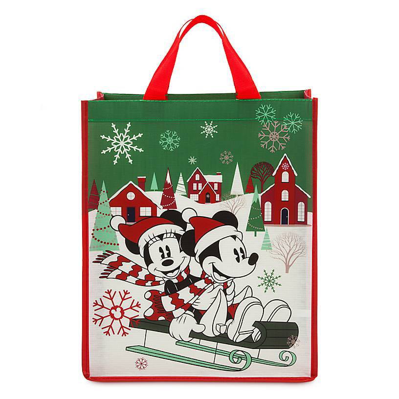 Disney Christmas Holiday Reusable Gift Tote Bag Mickey & Minnie Mouse XLARGE NEW 